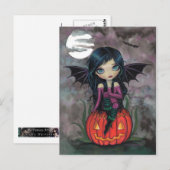 Carte postale Halloween Citrouille Pixie (Devant / Derrière)