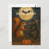 Carte Postale Halloween Citrouille sorcière nuit effrayante (Devant / Derrière)