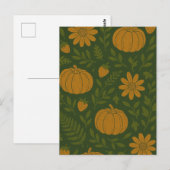 Carte Postale Halloween citrouille, verdure botanique et automne (Devant / Derrière)