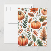 Carte Postale Halloween citrouille, verdure botanique et automne (Devant / Derrière)
