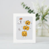 Carte postale Halloween Citrouilles et fantômes (Debout devant)