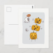 Carte postale Halloween Citrouilles et fantômes (Devant / Derrière)
