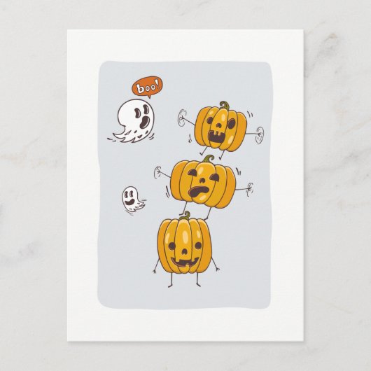 Carte postale Halloween Citrouilles et fantômes (Devant)