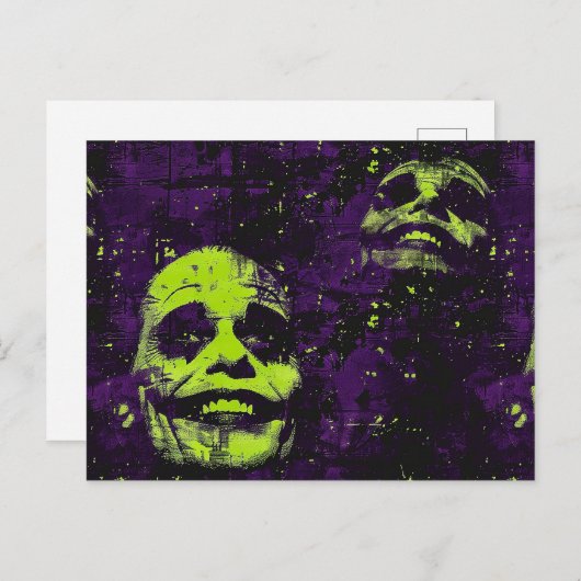 Carte Postale Halloween Clown Déplaisant saison Éffrayante pourp (Devant / Derrière)