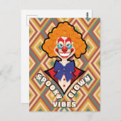 Carte Postale Halloween Clown Éffrayant Retro Déplaisant Coloré (Devant / Derrière)