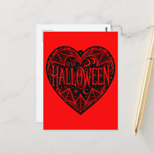 Carte Postale Halloween Cœur, Cœur en forme noire, Vacances