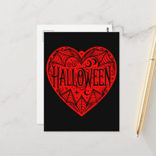 Carte Postale Halloween Cœur, Cœur Rouge Forme, Vacances