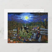 Carte Postale Halloween, collège, sorcières, Jack-O-Lantern, lou (Devant / Derrière)