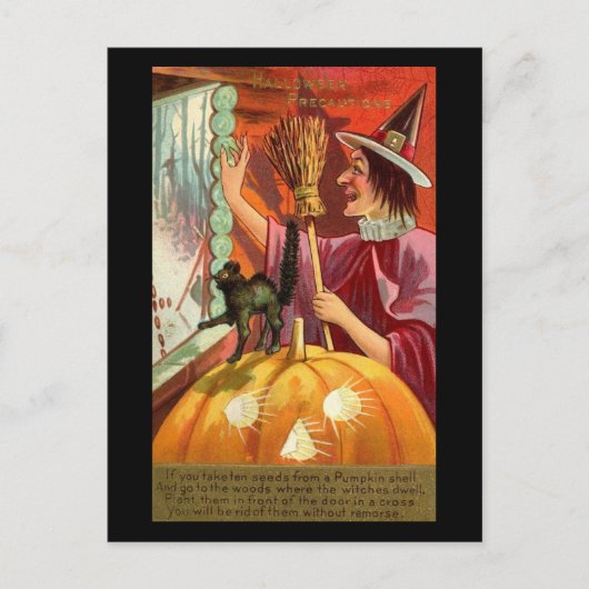 Carte Postale Halloween Comment se débarrasser des sorcières Vin (Devant)