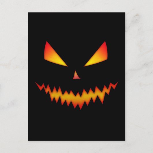Carte Postale Halloween Cool effrayant Jack O'Lantern visage sur (Devant)
