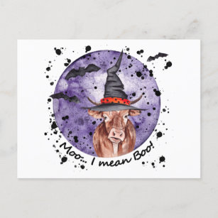 Carte Postale Halloween Cow Moo Je Veux Dire Boo Drôle