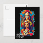 Carte Postale Halloween crâne de sucre, Dia de los Muertos (Devant / Derrière)