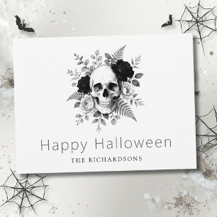 Carte Postale Halloween Crâne Gothique Élégant