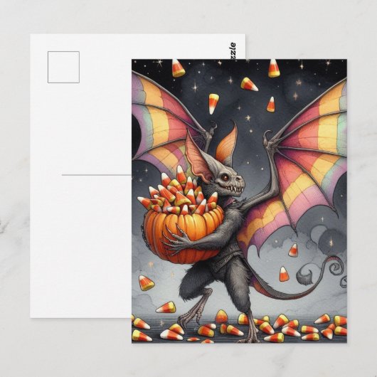 Carte Postale Halloween Creature With Candy (Devant / Derrière)