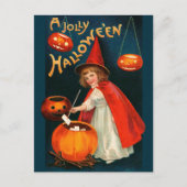 Carte Postale Halloween Cute petite sorcière CC0670 Clapsaddle (Devant)