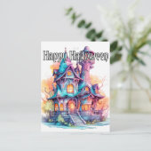 Carte Postale Halloween dans la vieille maison hantée bien éclai (Debout devant)