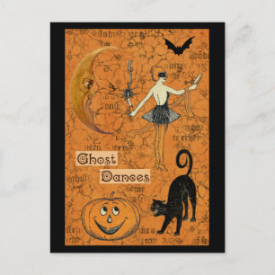 Carte Postale Halloween Danses fantômes Lune effrayante