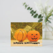 Carte Postale Halloween de basket-ball avec basket-ball et citro (Debout devant)