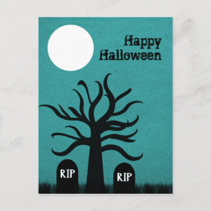Carte postale Halloween de cimetière effrayant, Tu