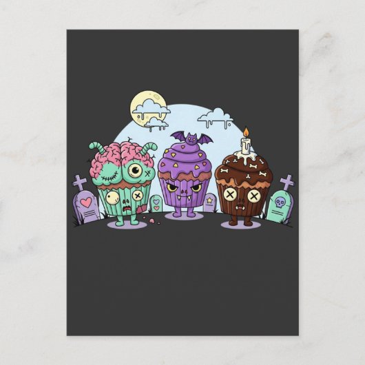 Carte Postale Halloween de Cupcake Zombie (Devant)