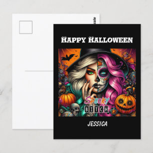 Carte Postale Halloween de fille Goth éffrayante