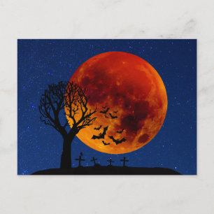 Carte Postale Halloween de la lune de récolte