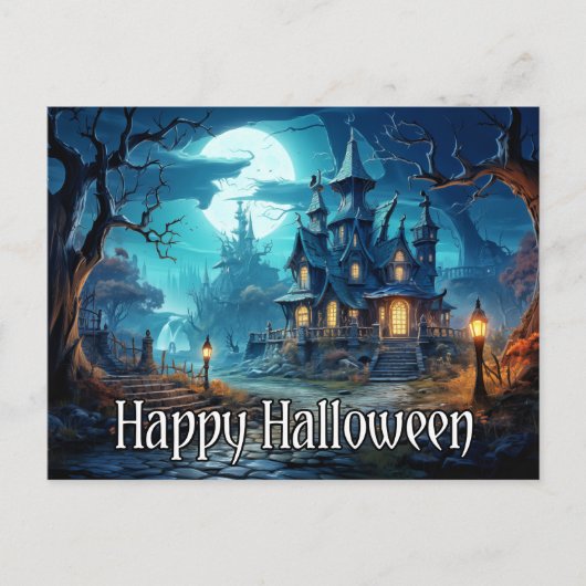 Carte Postale Halloween de la maison triste (Devant)
