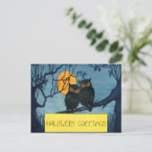 Carte Postale Halloween de la Pleine lune de nuit de Owl Tree (Debout devant)
