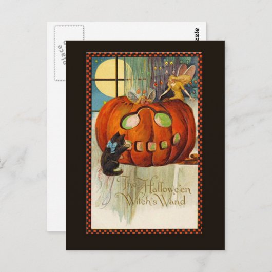 Carte Postale Halloween de la sorcière (Devant / Derrière)