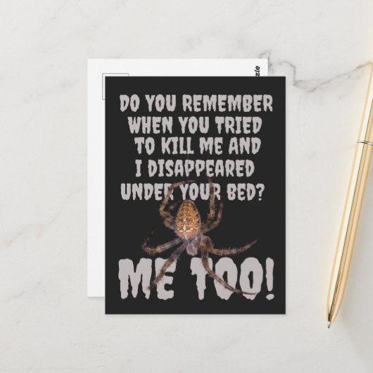 Carte Postale Halloween de la vengeance d'une araignée (Devant/Arrière en situation)