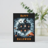 Carte postale Halloween de maison hantée effrayant (Debout devant)