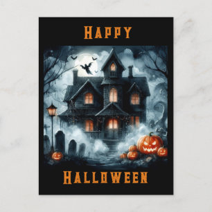 Carte postale Halloween de maison hantée effrayant