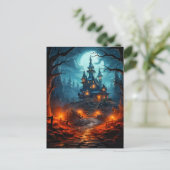 Carte Postale Halloween de maison hantée terriblement Éffrayante (Debout devant)