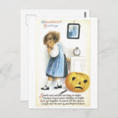 Carte Postale Halloween démodé, fille (Devant / Derrière)