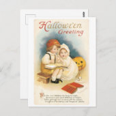Carte Postale Halloween démodé, garçon et fille (Devant / Derrière)