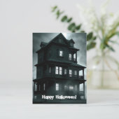 Carte Postale Halloween déplaisant, noir et blanc Maison hantée (Debout devant)