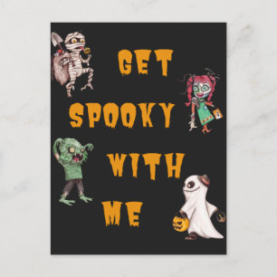 Carte Postale Halloween, deviens effrayant avec moi  