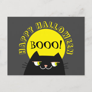 Carte Postale Halloween drôle de chat noir