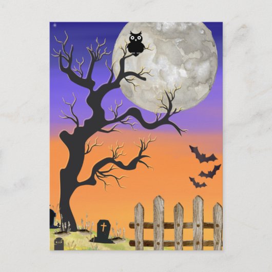 Carte postale Halloween du cimetière (Devant)