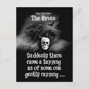 Carte Postale Halloween du super Cool Edgar Allan Poe, The Raven