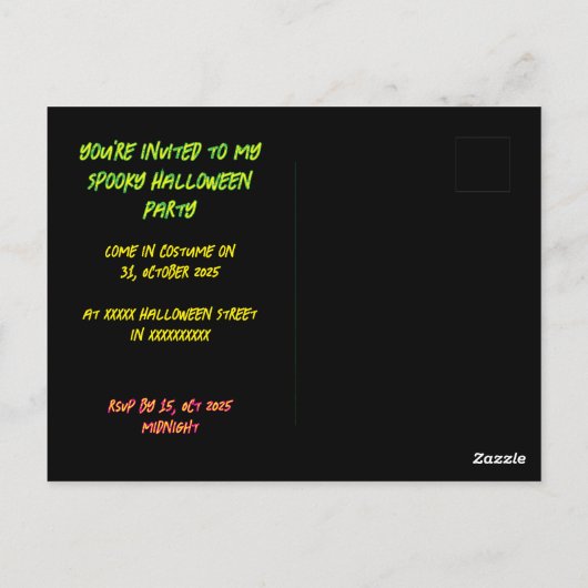 Carte Postale Halloween éffrayant (Dos)