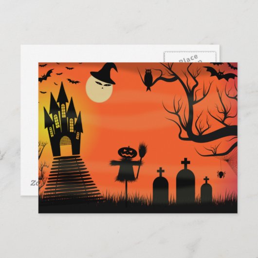 Carte postale Halloween éffrayant (Devant / Derrière)