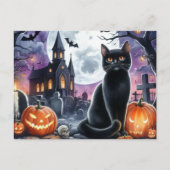 Carte postale Halloween Éffrayant Black Cat (Devant)