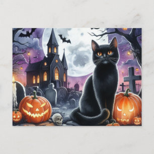 Carte postale Halloween Éffrayant Black Cat