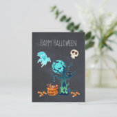 Carte Postale Halloween Éffrayant Déplaisant Fantômes chauves-so (Debout devant)