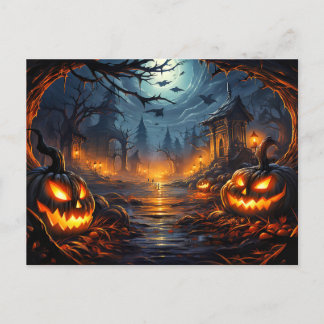 Carte Postale Halloween éffrayant Graveyard