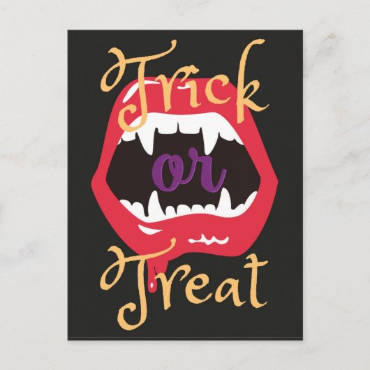 Carte Postale Halloween Éffrayant Vampire Trick ou traitement (Devant)