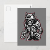 Carte Postale Halloween effrayant Zombie Werewolf (Devant / Derrière)