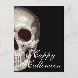 Carte postale Halloween effrayante et mort crâne