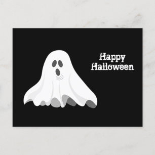 Carte Postale Halloween en blanc fantôme